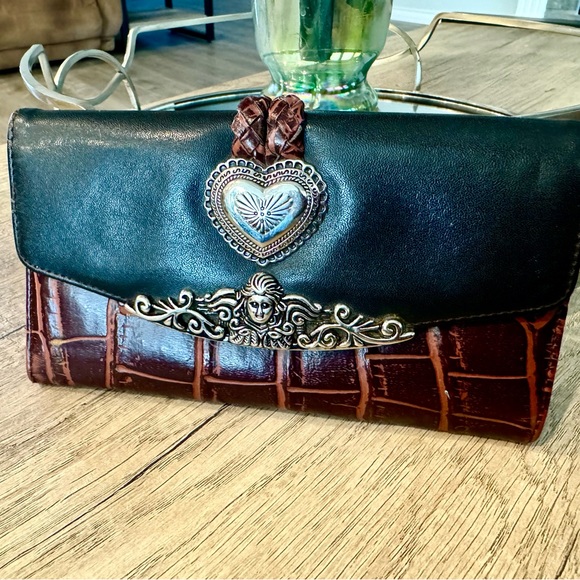 Brighton Handbags - Beautiful Brighton wallet leather brown black silver